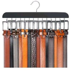 Belt Hanger New 14 Hooks Max 42 Belts Sturdy Wood Rack Closet Accessory Organize